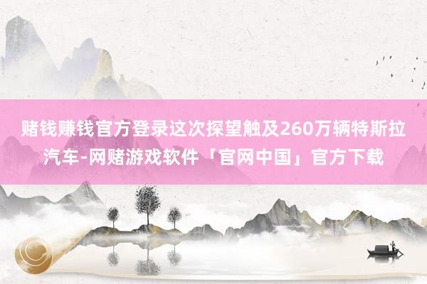 赌钱赚钱官方登录这次探望触及260万辆特斯拉汽车-网赌游戏软件「官网中国」官方下载